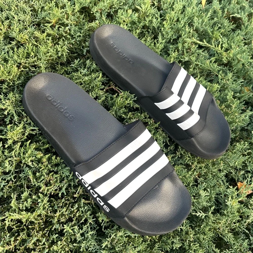 Adidas Adilette Shower‎ Slide Sandals Men's Size 14 Black White